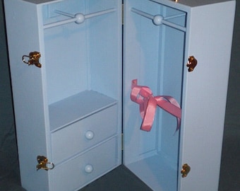 2-Drawer-Ribbon-2 Latches 18" Doll Trunk
