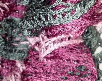 Ballet Ruffle Scarf (Grey, mauve, pink and silver)