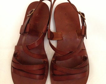 DESPOINA: Multi Strap Sling Back Sandal Handmade leather sandal custom size available