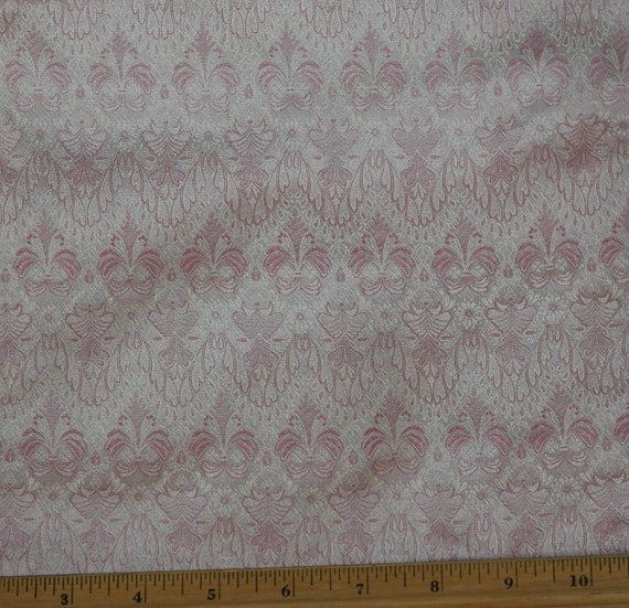 Pink/Cream Silk Brocade Jacquard 100% Silk by SilksUnlimited