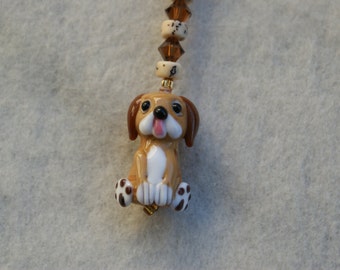Scissor Fob - Lampworked Puppy with Swarovski Crystals