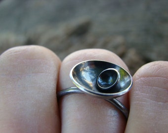 Black Sterling Silver Simple Ring S atellite Rings Black Oxidized Size ...