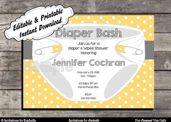 Free Printable Diaper Party Invitations 8