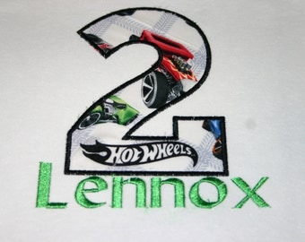 boys hot wheels Birthday shirt, Personalized, Embroidered, Appliqued, Monogrammed