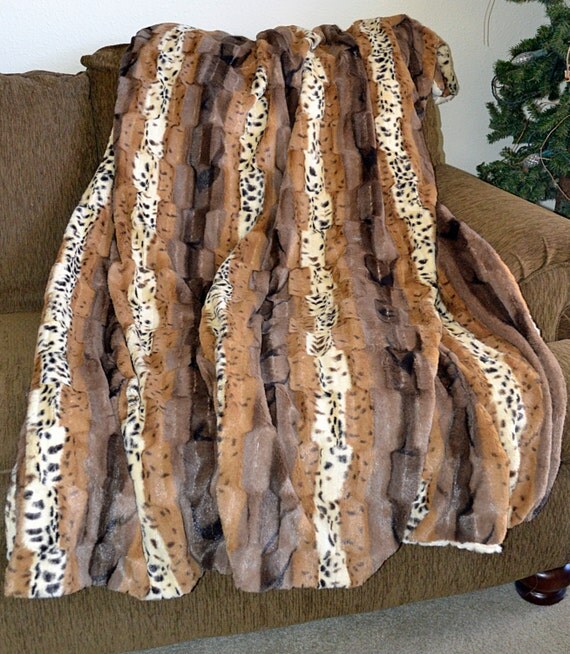 Items similar to Animal Print Minky Faux Fur Blanket Throw, Super Silky