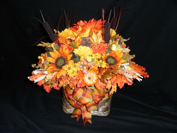 Autumn Silk Floral Arrangement Fall Basket