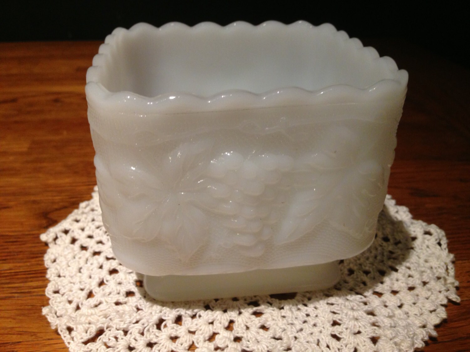 Vintage Milk Glass Square Candy Dish on by ThumbBuddyWithLove
