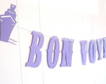 Bon Voyage Banner, Ship, Cruise, Purple Banner, Honeymoon Banner, Customizable, Vintage Rodeo Font, Purple and White