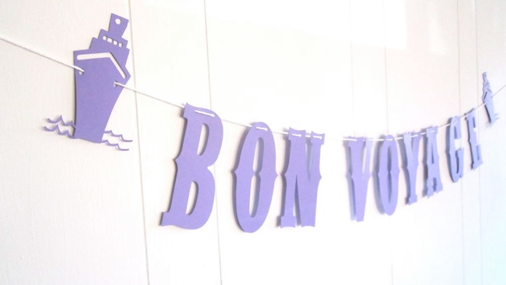 Bon Voyage Banner Ship Cruise Purple Banner Honeymoon