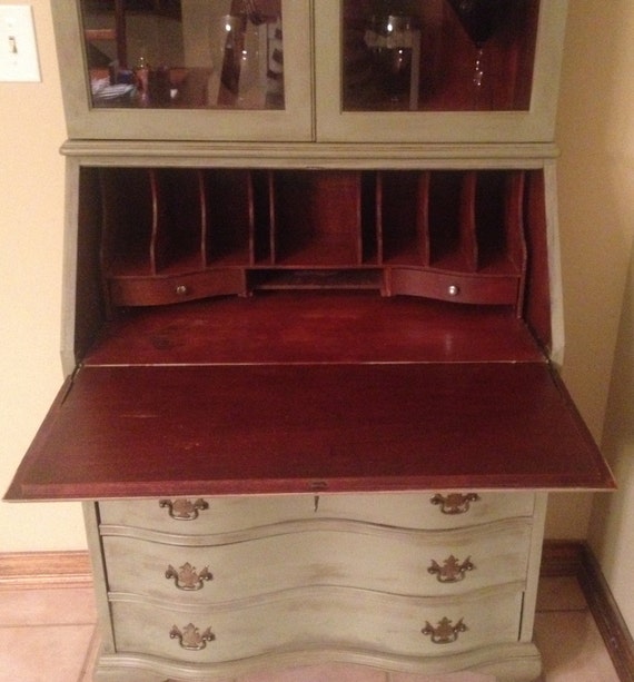 Sold Vintage Antique Mahogany Secretary Desk Hutch French Vintage Antique Mahogany Secretary Desk Hutch French Country Hand Painted With Annie Sloan Products