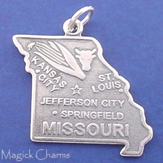 STATE Map Of MISSOURI .925 Sterling Silver Charm by magickcharms