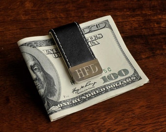 Personalized Gentry Leather Money Clip - Engraved Money Clip - Leather Money Clip - Father's Day Gifts - Gifts for Him - Groomsmen (832)
