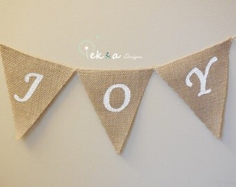JOY burlap banner / holiday home decor / christmas burlap banner / christmas bunting/ photo props / winter sign