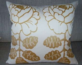 White Gold Maalaisruusu pillow case, thick SATIN fabric, Finland, 18x18"