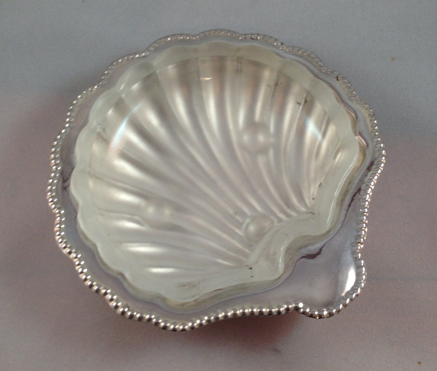 Sterling Silver Sea Shell Candy Dish Scallop Shell with glass