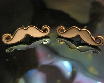 White Mustache earrings - Stud Earrings - Mustache Earrings -Mustache Jewelry- Trendy Jewelry - Trendy Earrings