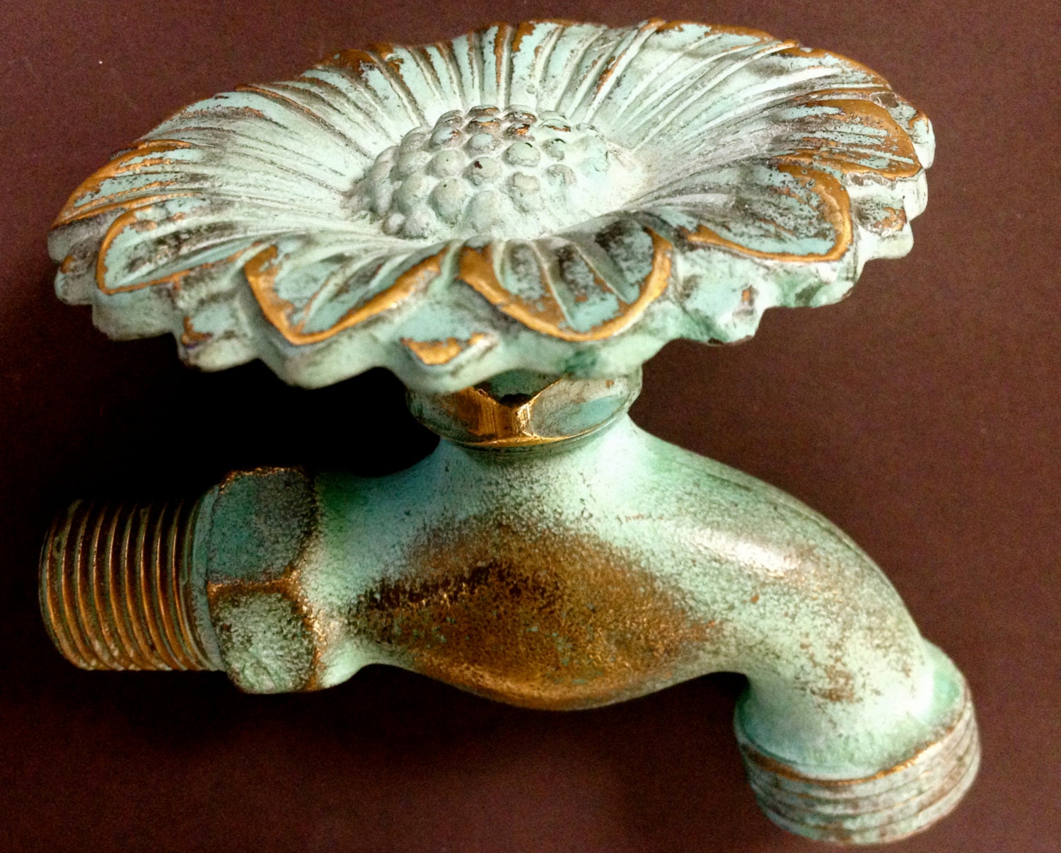 Vintage Sunflower Copper Hose Bibb water faucet water