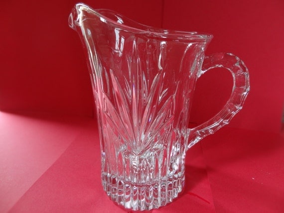 Vintage 9 Inch Crystal Glass Water Pitcher Very Heavy and