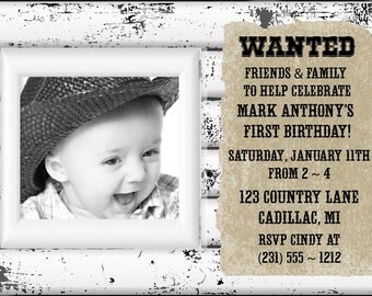 Rustic 1st Birthday Invitation, Boys First Birthday Invitation