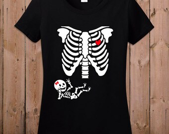 Pregnant skeleton shirt skeleton shirt baby girl funny goth punk rock ...