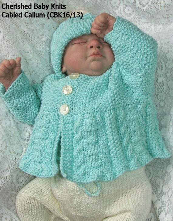 CABLED CALLUM Pram Set Knitting Pattern by CherishedBabiesKnits