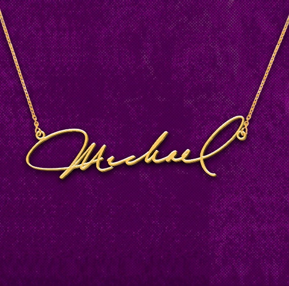 Custom Gold Signature Necklace18K gold by JoelleJewelryDesign