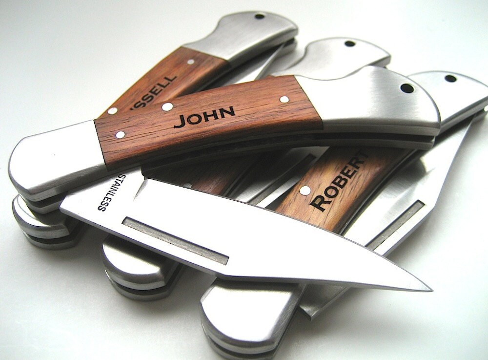 Engraved Knife Wood Handle Pocket Knife Personalized
