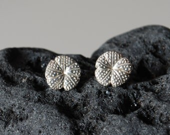 Sea Urchin fine silver stud earrings