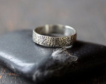 Viking Ring Sterling Silver Men's Wedding Band Hammered