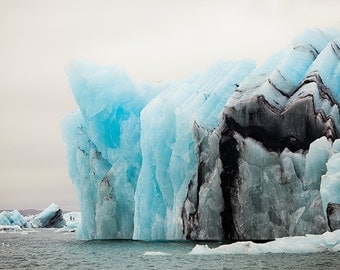 Iceberg Photo, Iceland Winter Landscape Photography, Nature Wall Art Print, Large Art Black Blue Wall Decor - The Colors of Cold