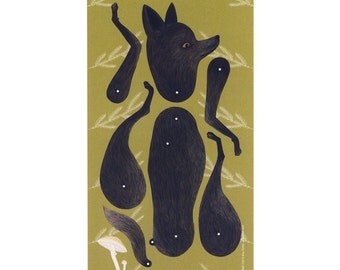 The Wolf - articulated paper doll print - oversized