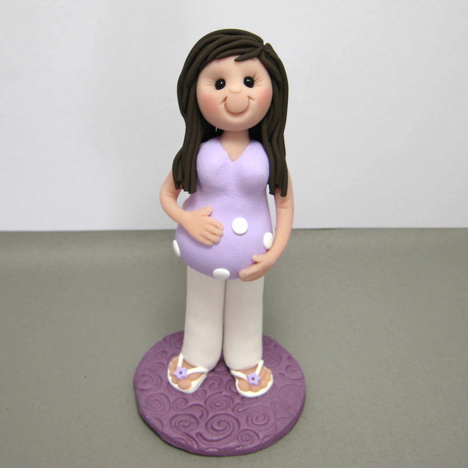 Baby Shower Pregnant Lady polymer clay Cake Topper decoration