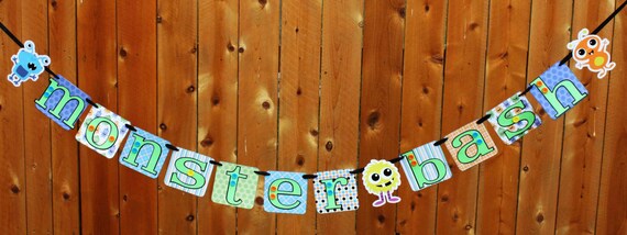 Monster Bash Halloween Birthday Party Banner Il_570xn