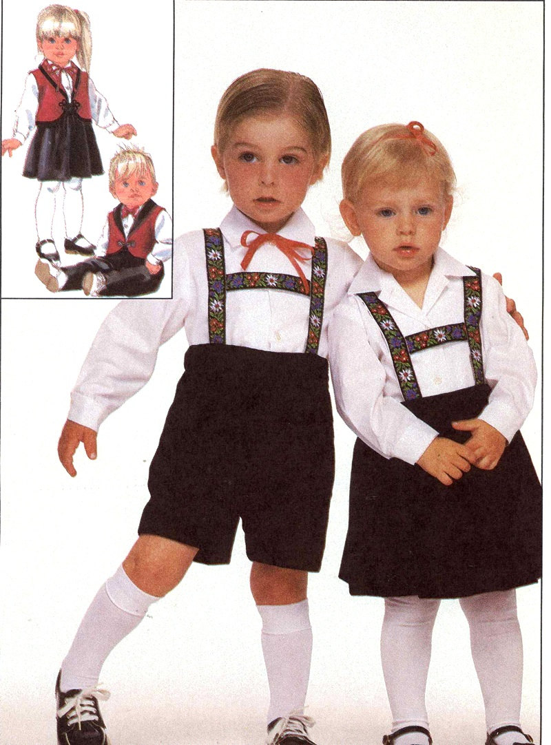 Kids Lederhosen pattern German style Bavarian outfits for a