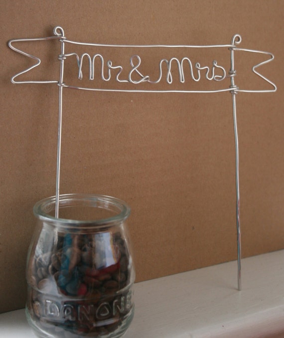 Mr & Mrs Banner Style Cake Topper Wire Decoration Sale Price