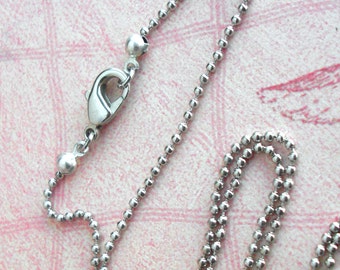 24" Bead-ball Chain with Connectors & Clasp. Plated metal. Silver, Brt Silver, Gold, Black, Gunmetal Chain avail. Clasp silver, copper, gold