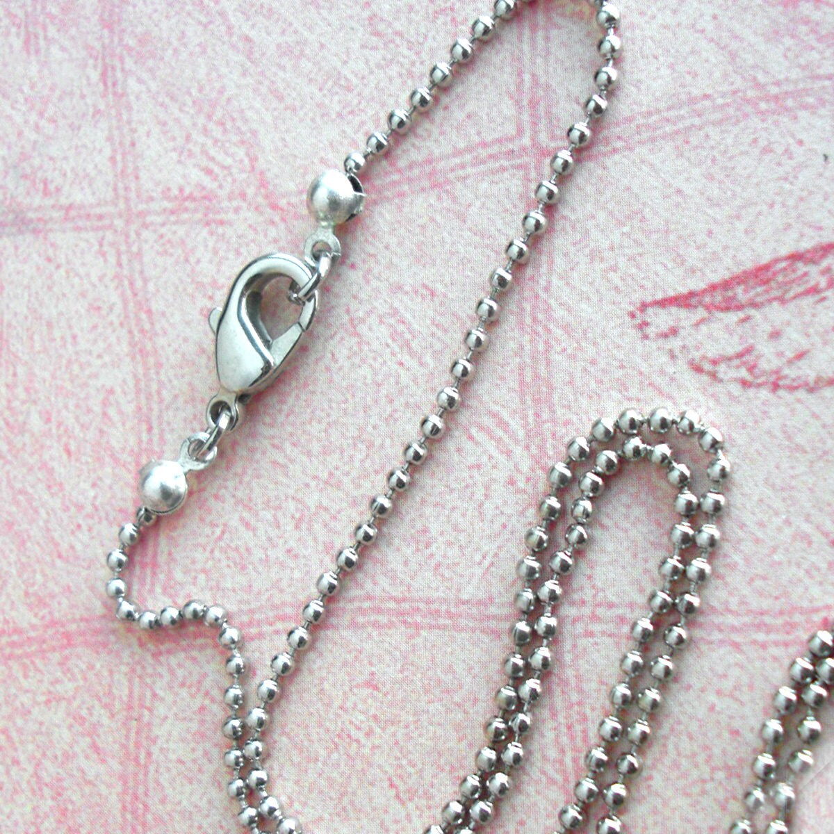 24 Beadball Chain with Connectors & Clasp. Plated