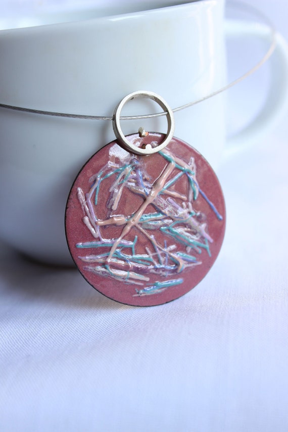 Pink Potpourri Necklace Medley colors enamels Sterling