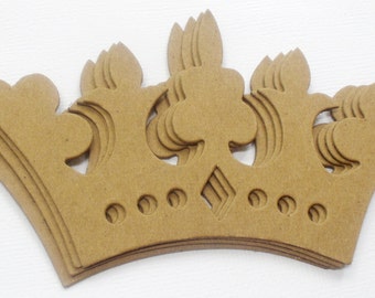 FANCY CROWNS - Bare Chipboard Die Cuts - DIY Plain Craft Embellishments - 2 5/8" x 5" inches