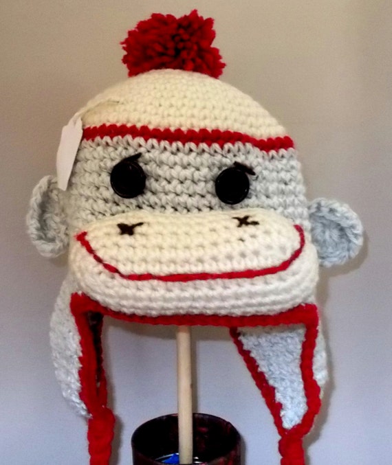 Sock Monkey HatMade To Order Available In by SUNCREATIONSEMPORIUM