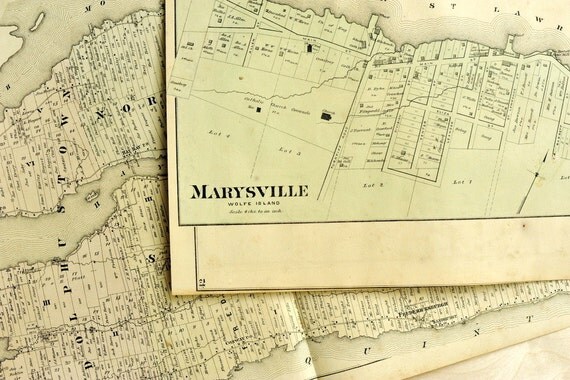 1878 Antique Map of Marysville Wolfe Island by bananastrudel