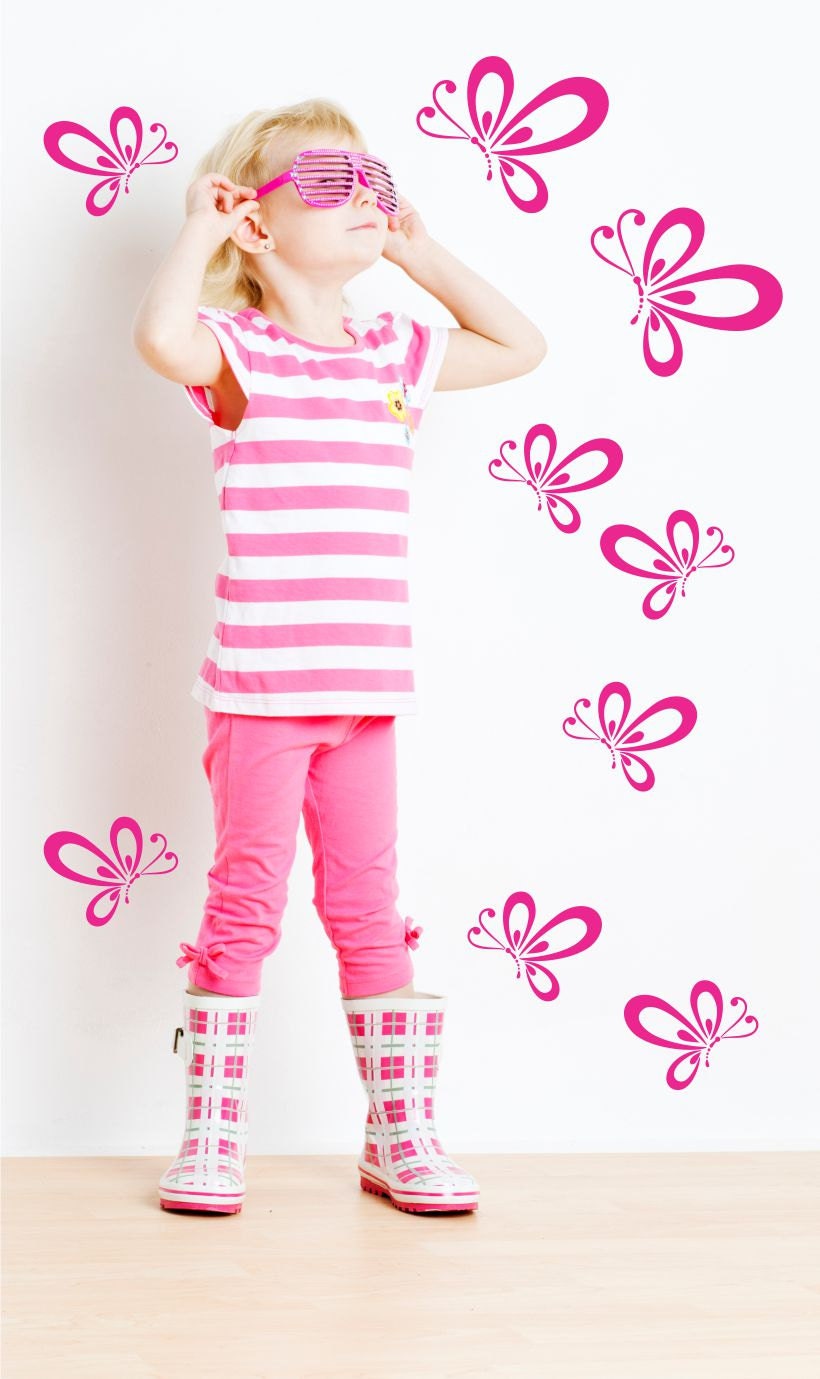 Butterfly Wall Decals set of 12 butterflies Baby Girl