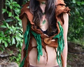Felt Melted Tree Goddess Wood Nymph Forest Pixie Queen Leaves And Vines Burning Man Festival Vest Top OOAK