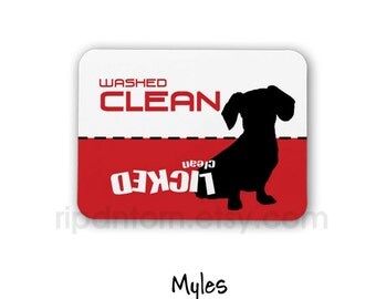 Clean Dirty Dishwasher Magnet, Weiner Dog Design - Washed Clean, Licked Clean - Sign for dishwasher, dash hound dachshund dachsund puppy