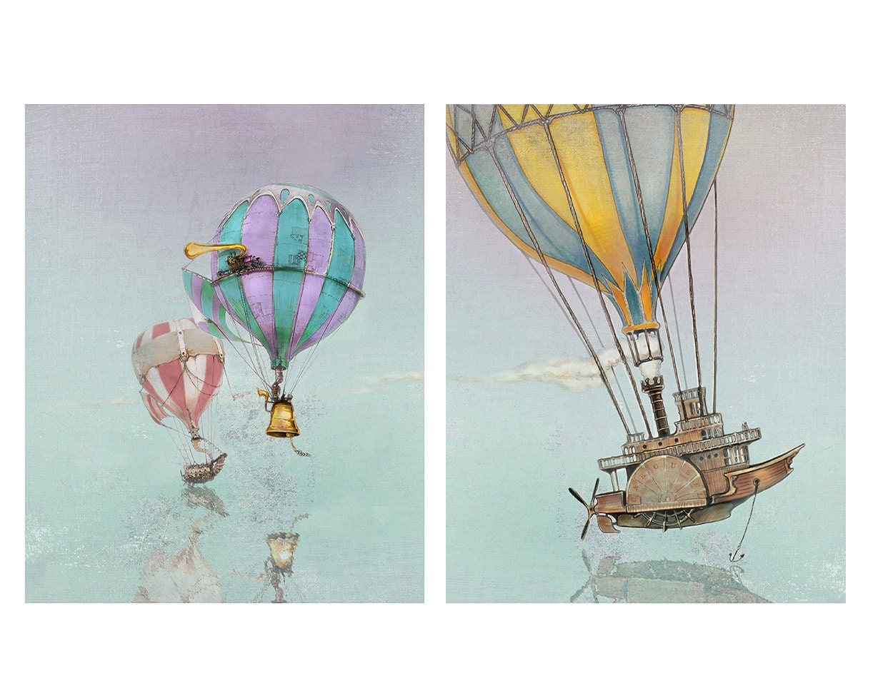 wall-art-print-set-hot-air-balloon-steampunk-art-gicl-e