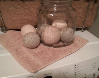 6 Felted Wool Dryer Balls with bag - Recycled Eco Friendly Natural Cleaning
