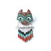 Wolf Totem - animal totem pin, spirit animal brooch, felt animal head, orange turquoise, beaded chevron, forest animal, canus lupus