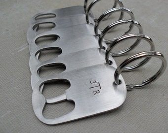 Groomsmen Bottle Openers Personalized Groomsmen Gifts Men's Bottle Openers Custom Initials on Keychains