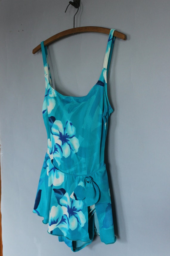 FREE SHIPPING 1980s Vintage Bathing Suit in Hawaiian Print