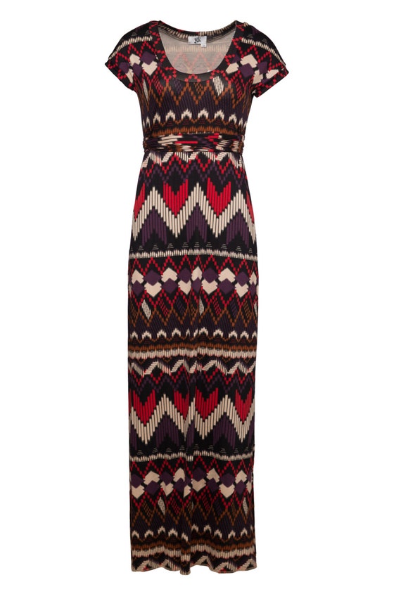 Tribal print maxi dress, jersey summer dress, Striped tee shirt dress ...